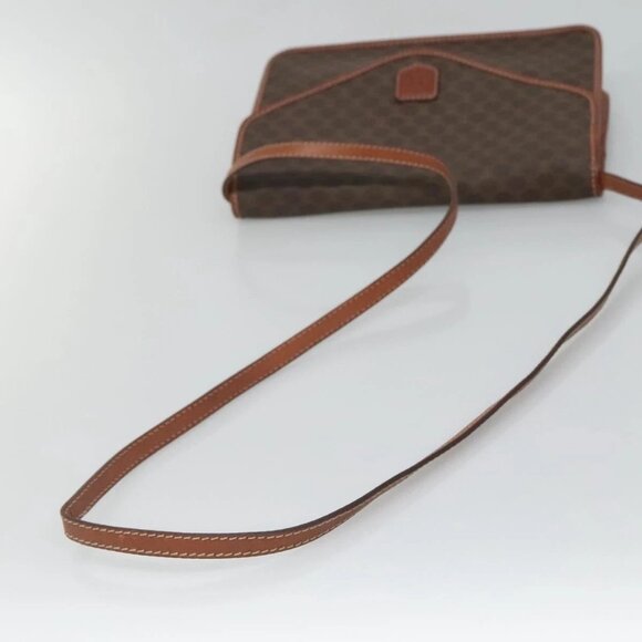CELINE Macadam Canvas Shoulder Bag PVC Leather Brown Gold - Picture 7 of 15